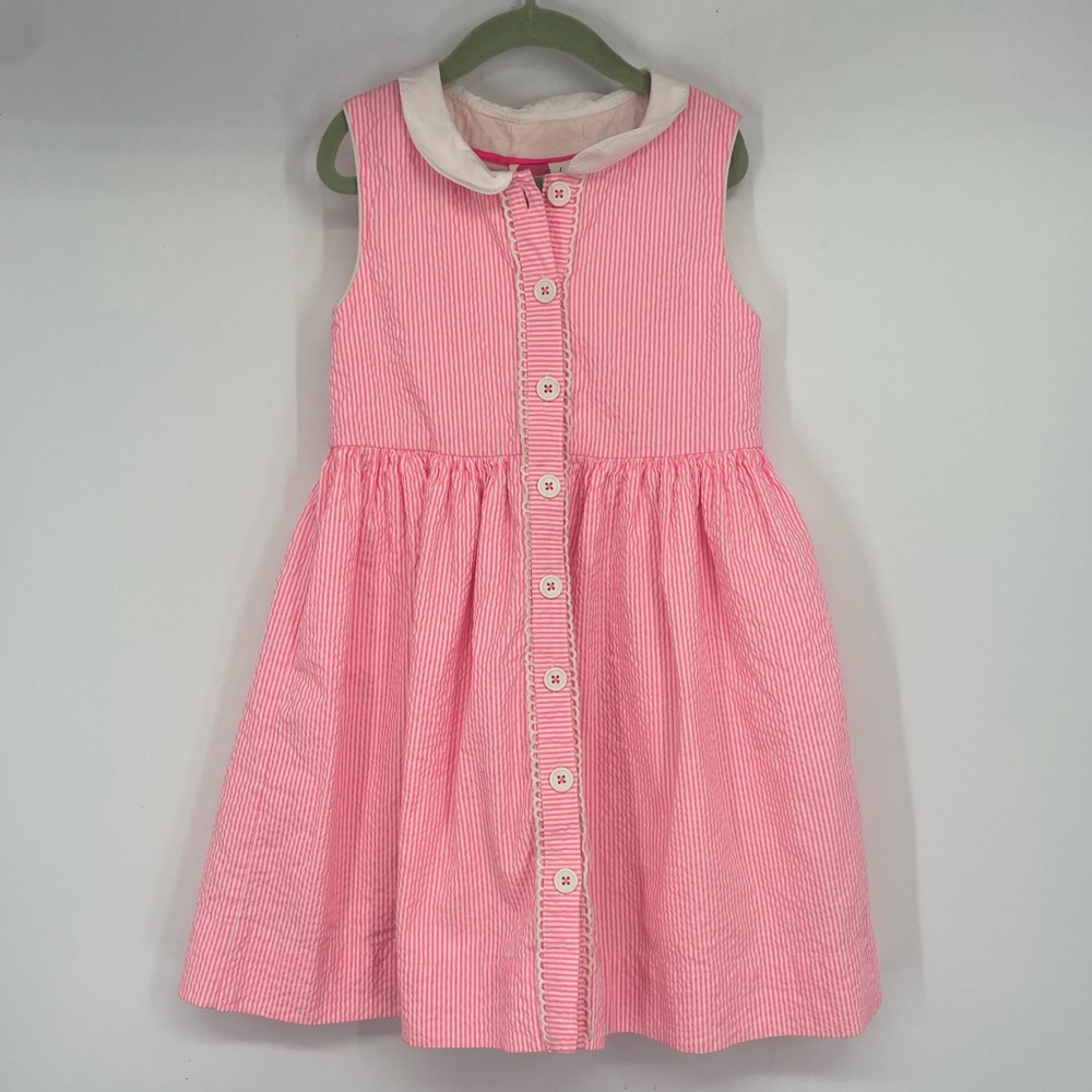 Mini Boden Seersucker sleeveless dress with cute collar 7-8 like new
